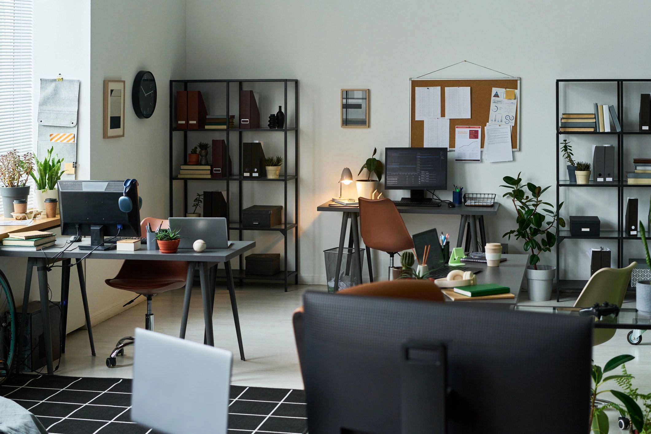 Modern office workspace supporting productivity and analytics work